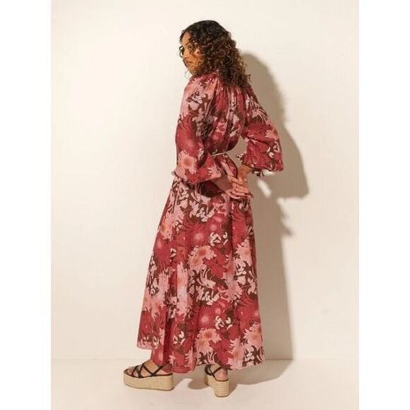 Kivari Hacienda Floral Maxi Dress in Burgundy -Spring summer Vacation size 4 NWT - Picture 3 of 6